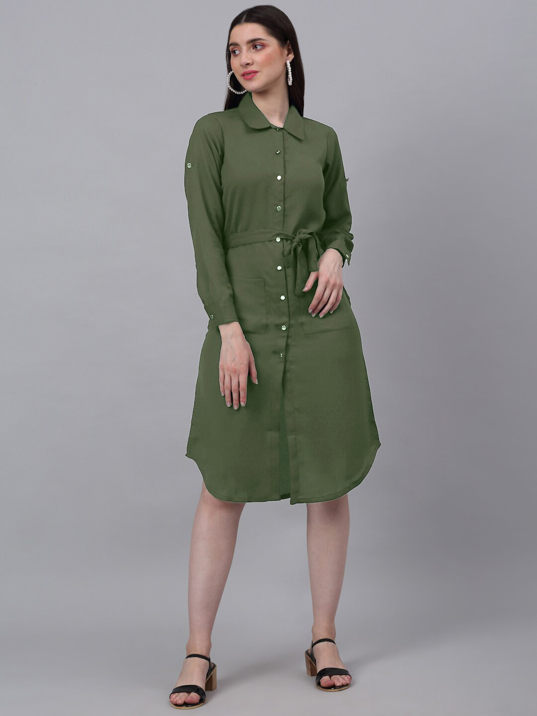 NEUDIS Olive Green Shirt Dress