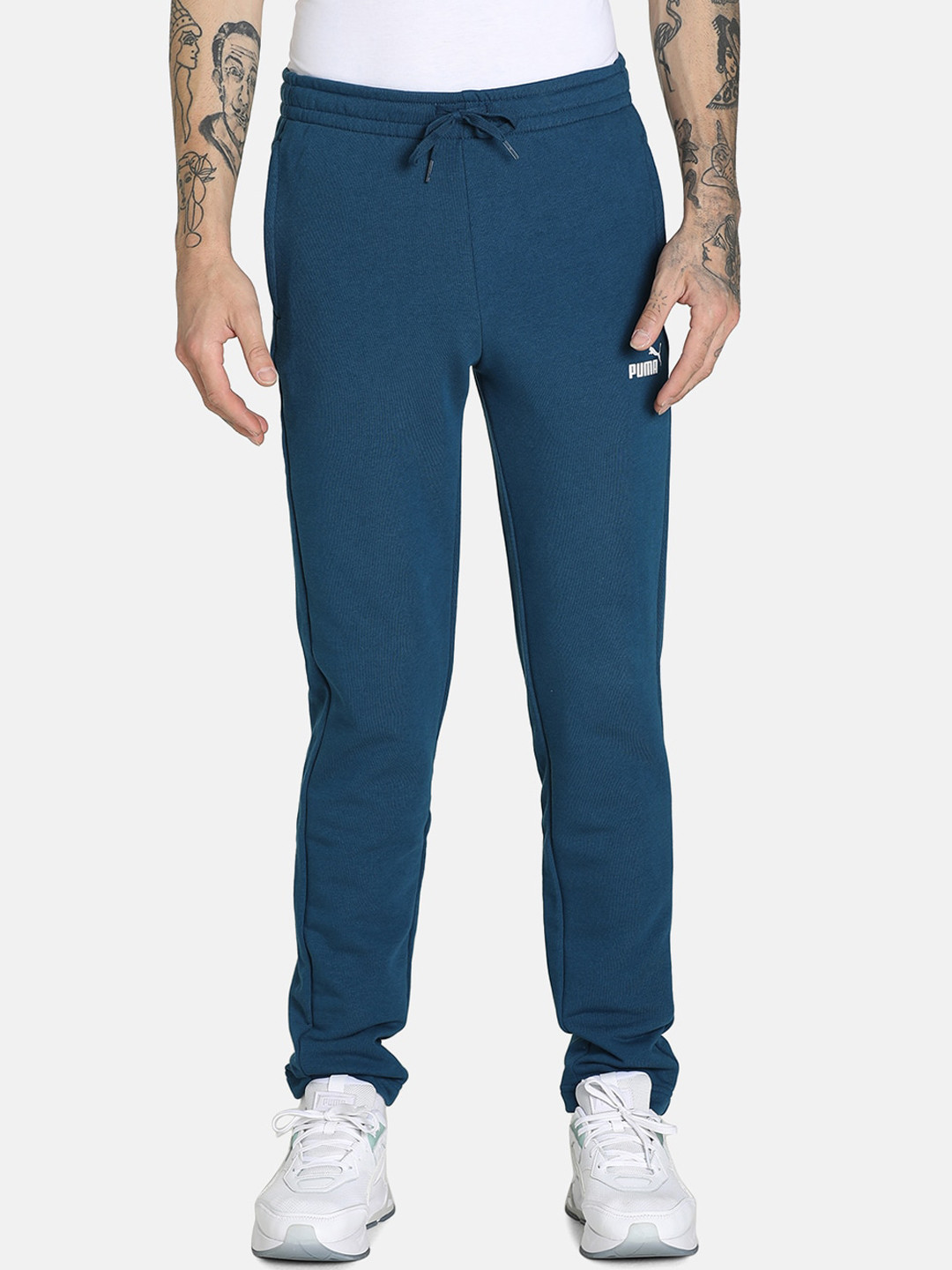 Puma Men Blue Solid Cotton Track Pants