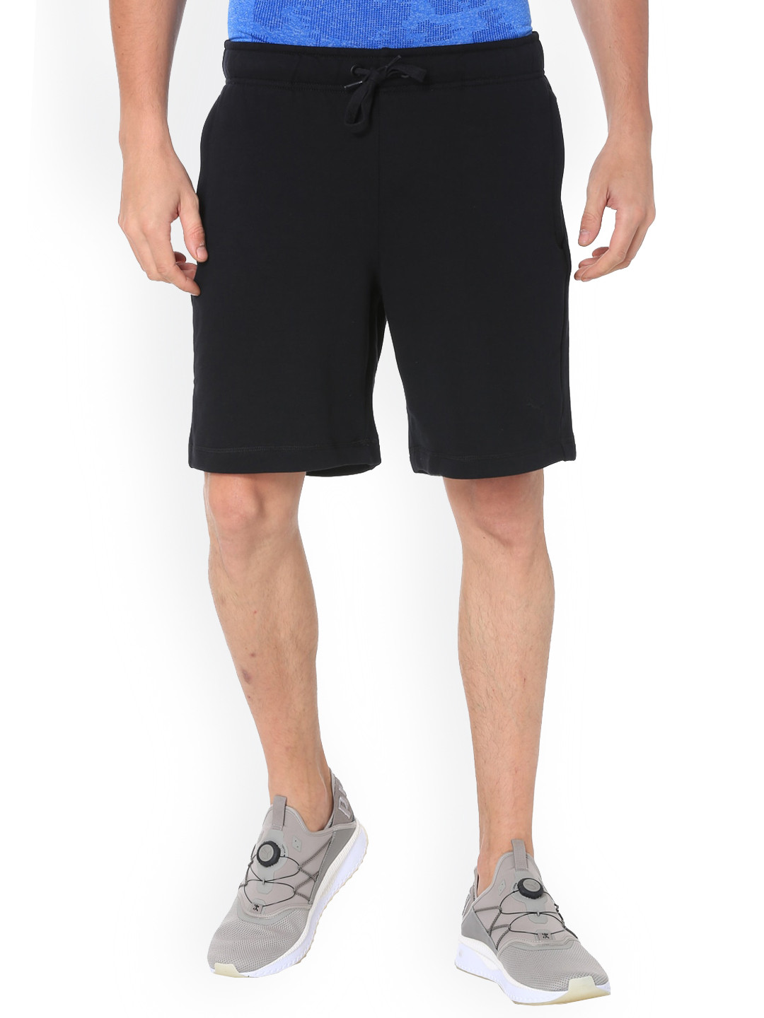 Puma Men Black Solid Slim Fit Cotton Shorts