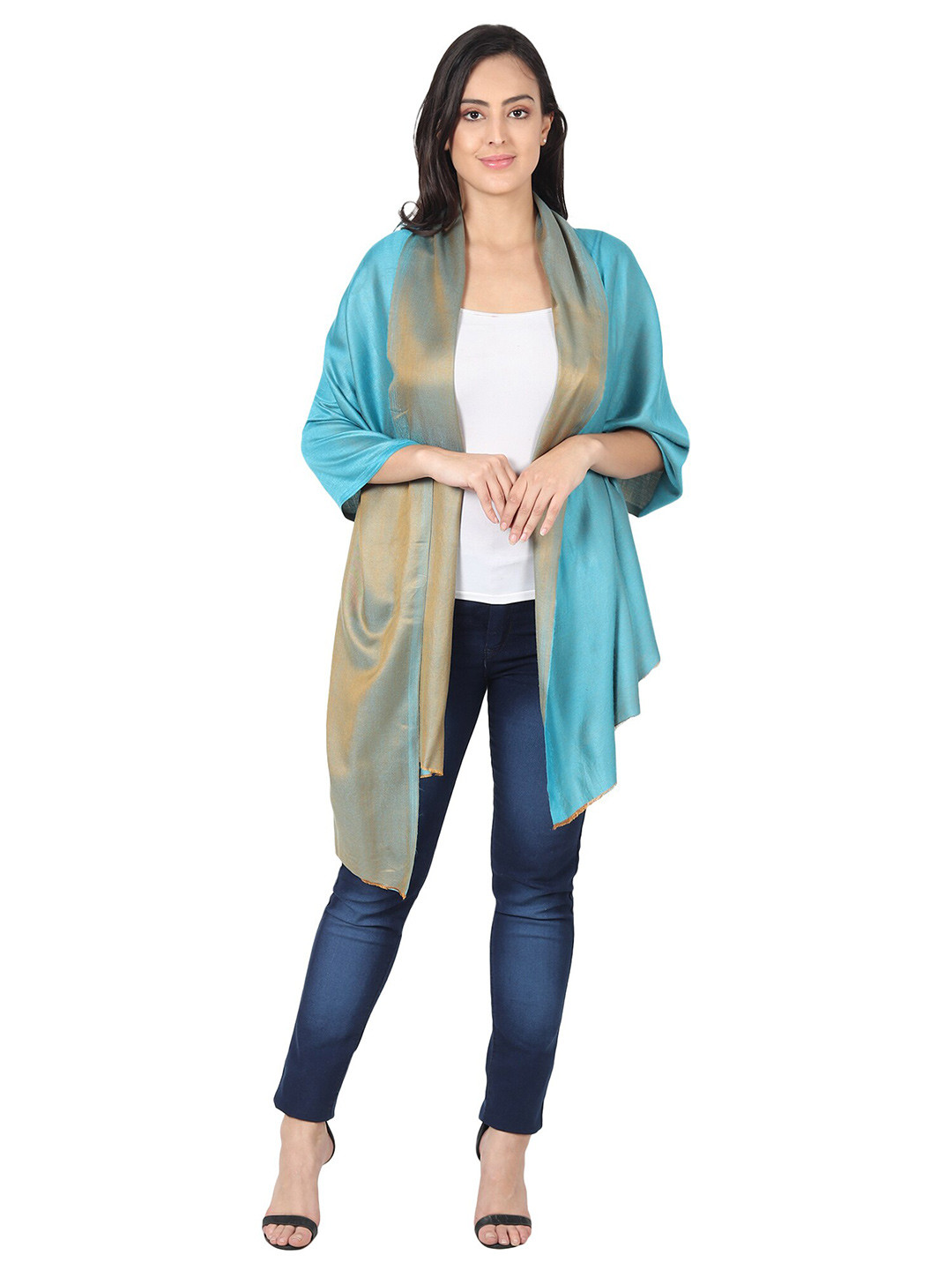 MUFFLY Women Blue & Gold-Toned Stole