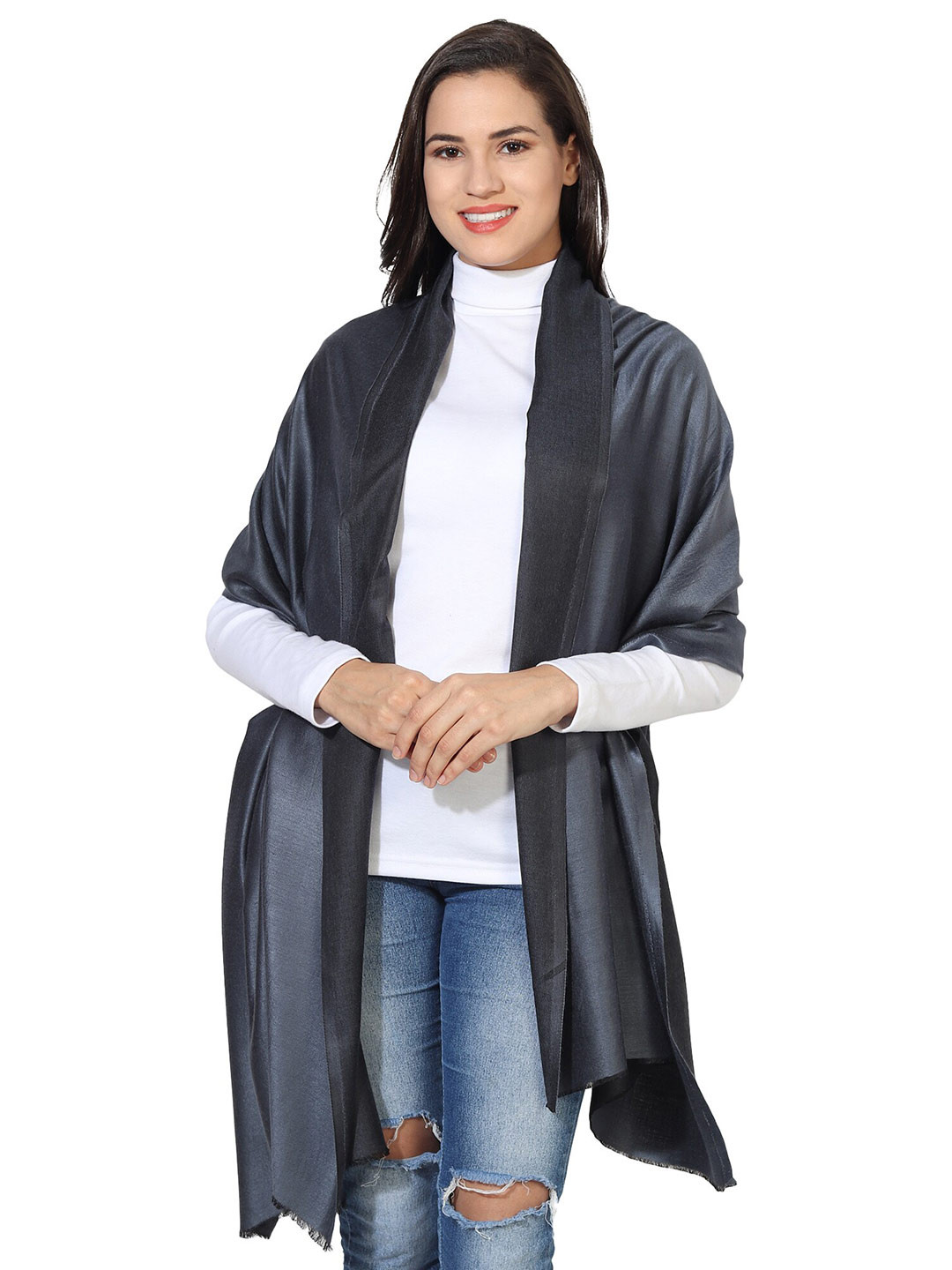 MUFFLY Women Grey & Black Stole