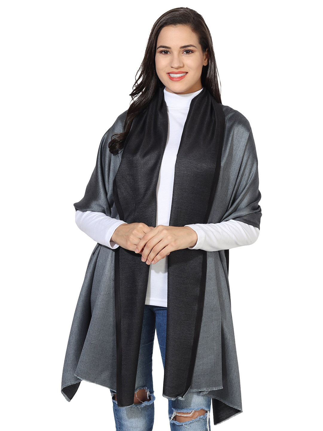 MUFFLY Women Grey & Black Stole
