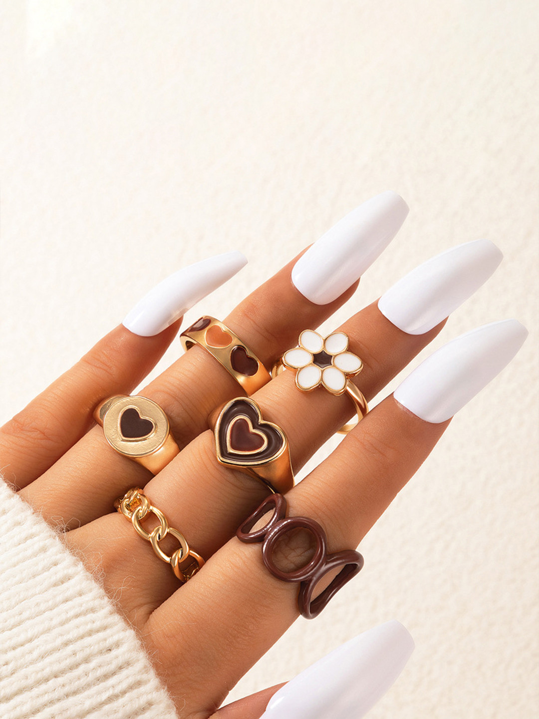 Unwind by Yellow Chimes Set of 6 Gold-Plated Finger Ring
