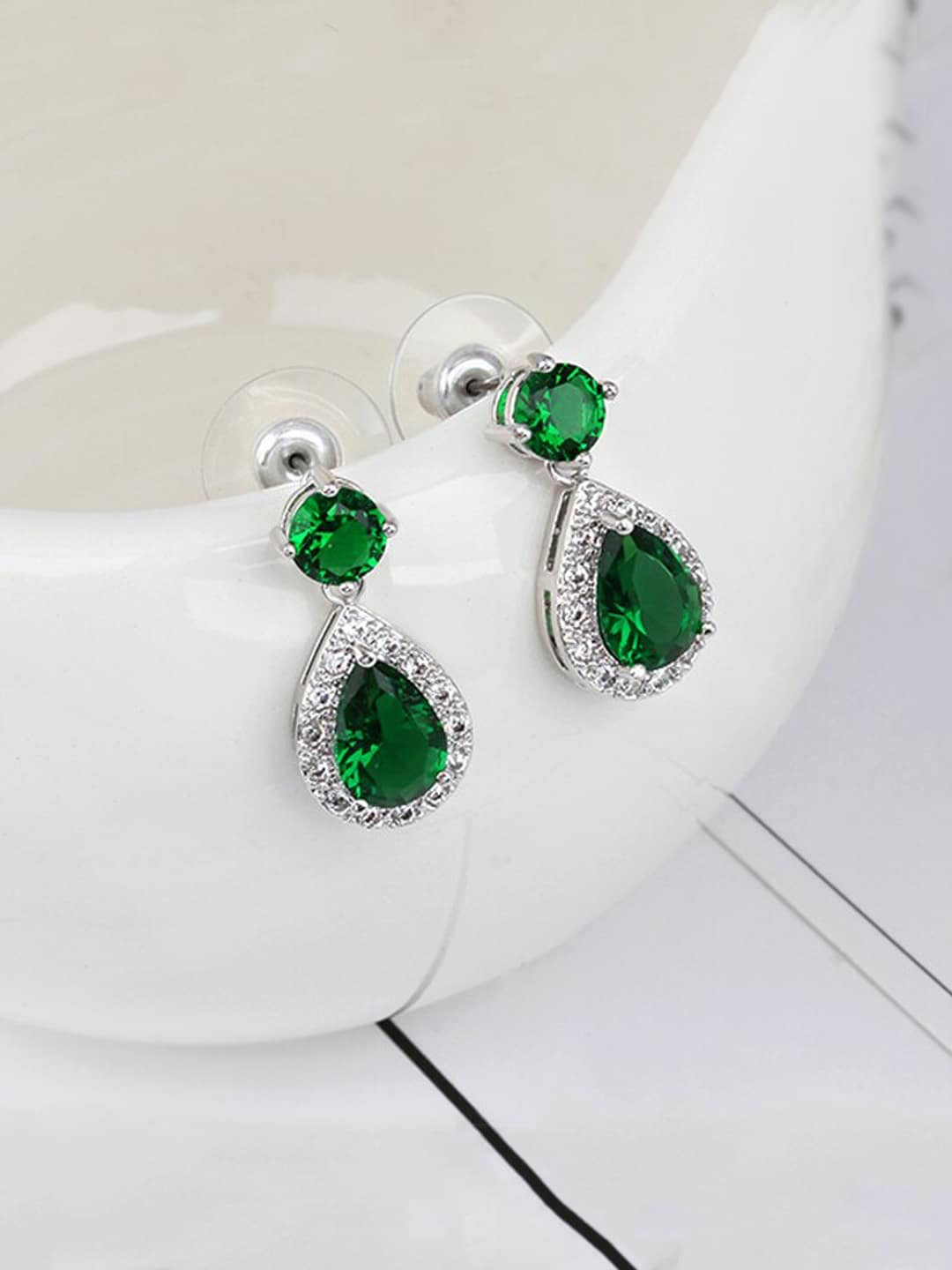 Unwind by Yellow Chimes Green Contemporary Drop Earrings