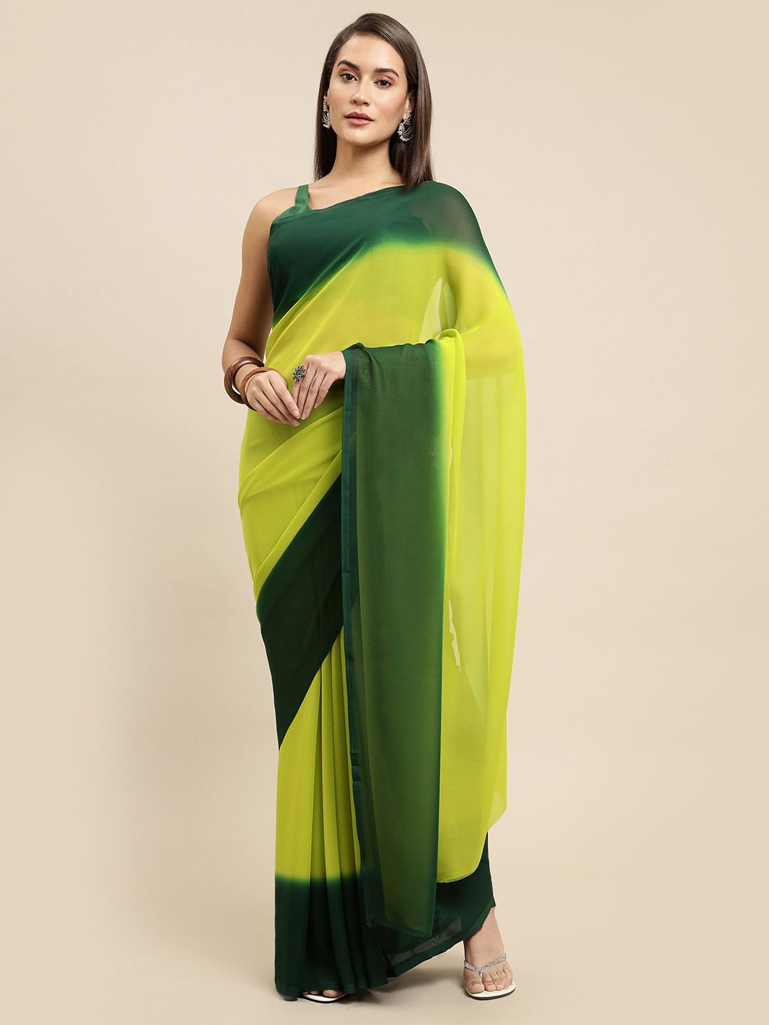 ANAND SAREES Women Green Ombre Saree