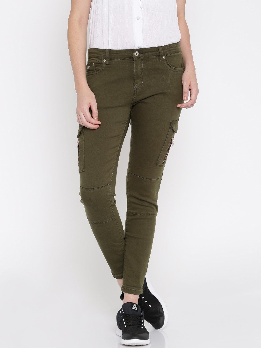 Ladies Cargo Trousers Skinny Stretch Womens Jeans Green khaki 6 8 10 12 14   eBay