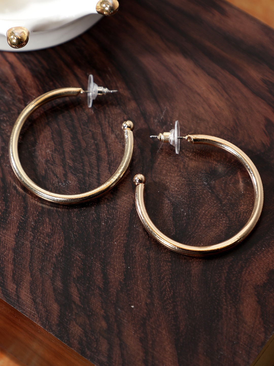 AQUASTREET Gold Plated Solid Half Hoop Earrings