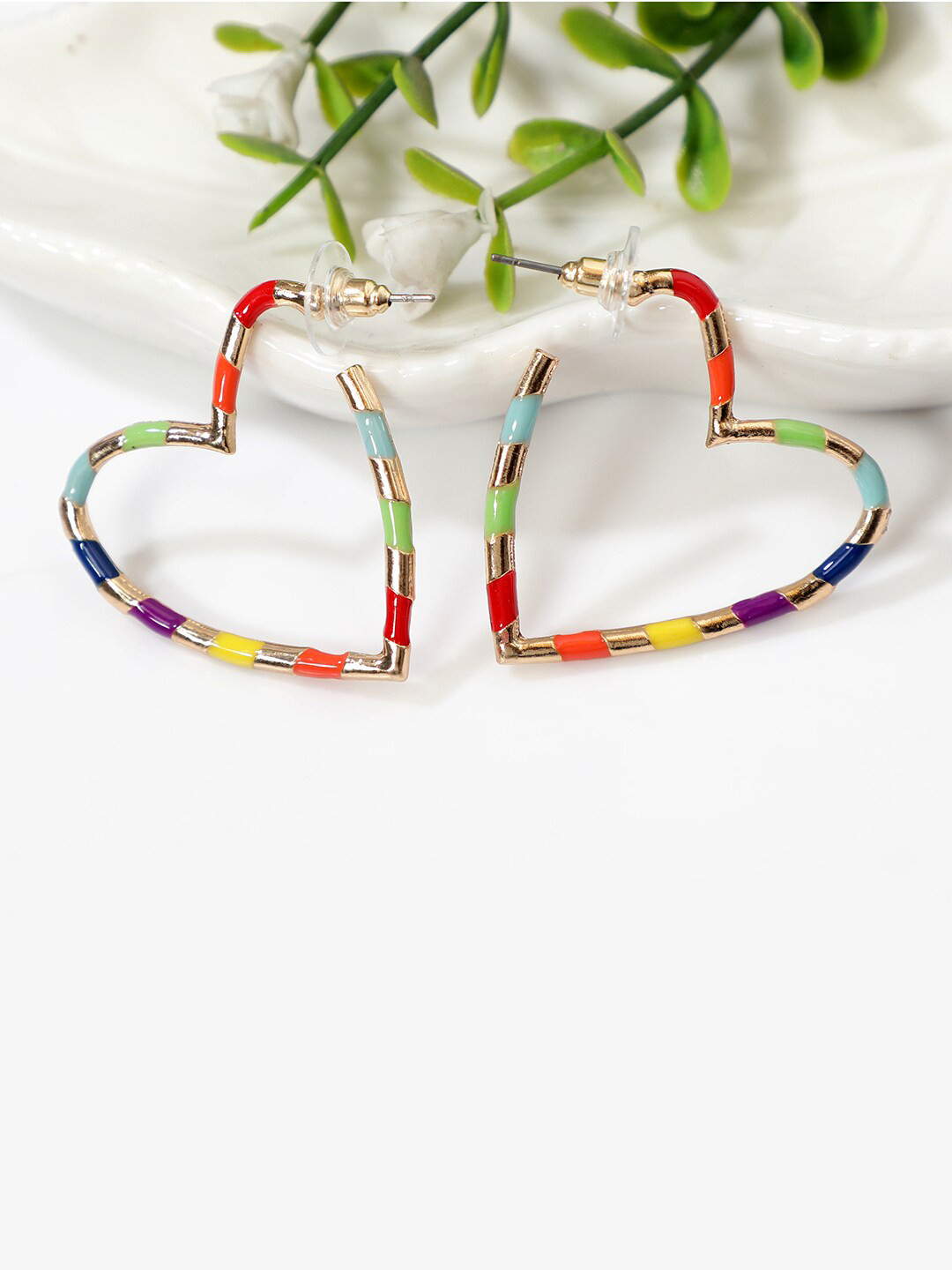 AQUASTREET  Multicoloured Heart Hoop Earrings