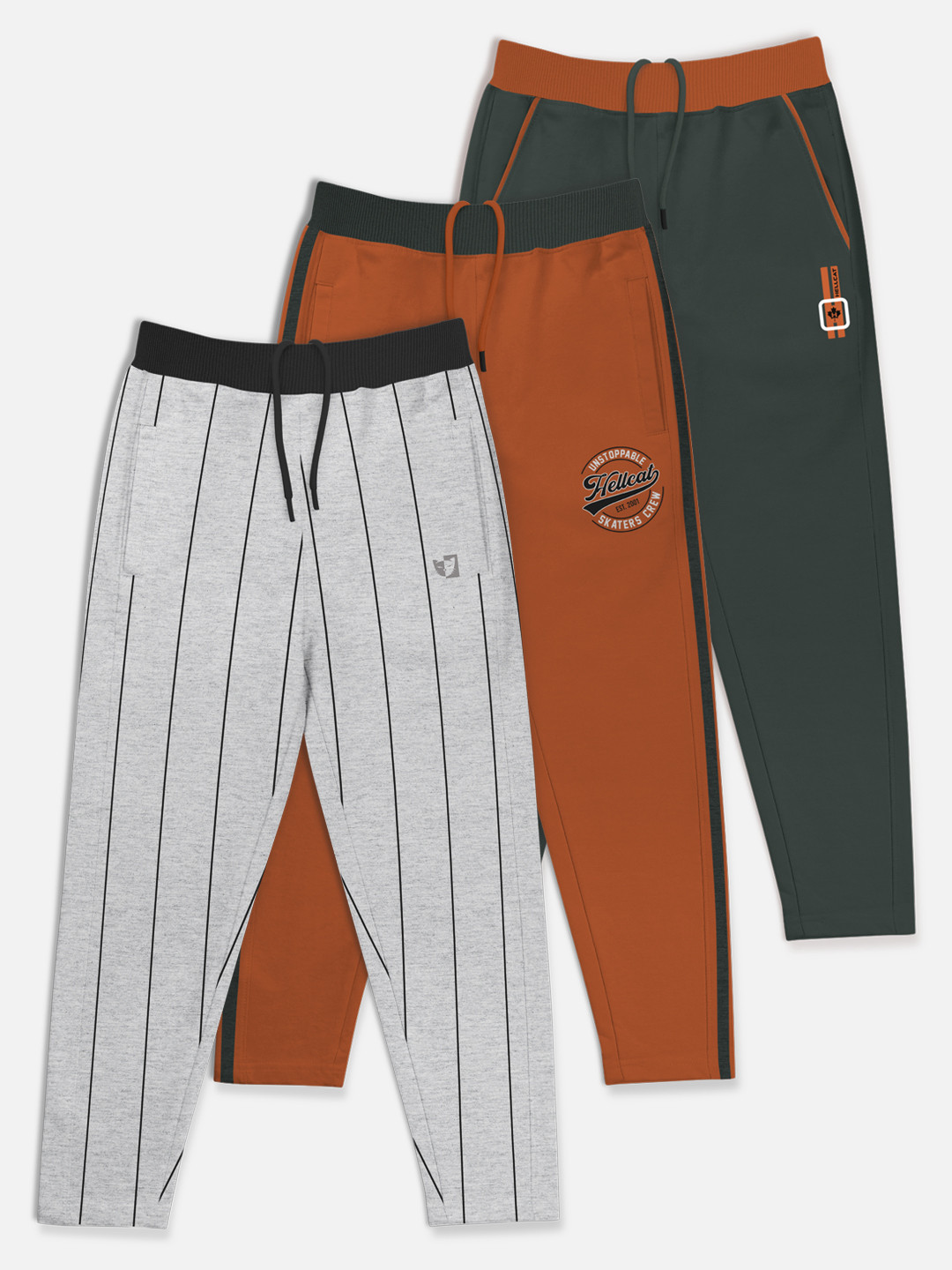 HELLCAT Boys Pack of 3 Solid Track Pants