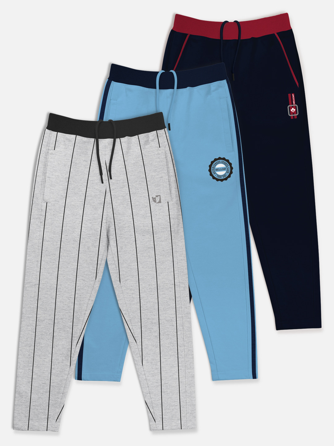HELLCAT Pack Of 3 Boys Printed Cotton Track Pants