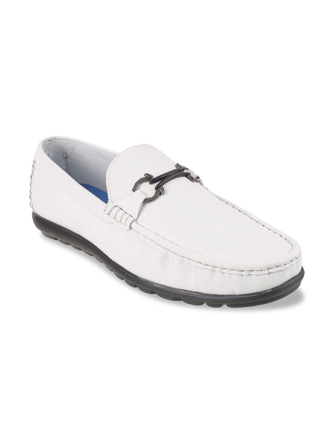 J FONTINI Men White Colourblocked Leather Loafers
