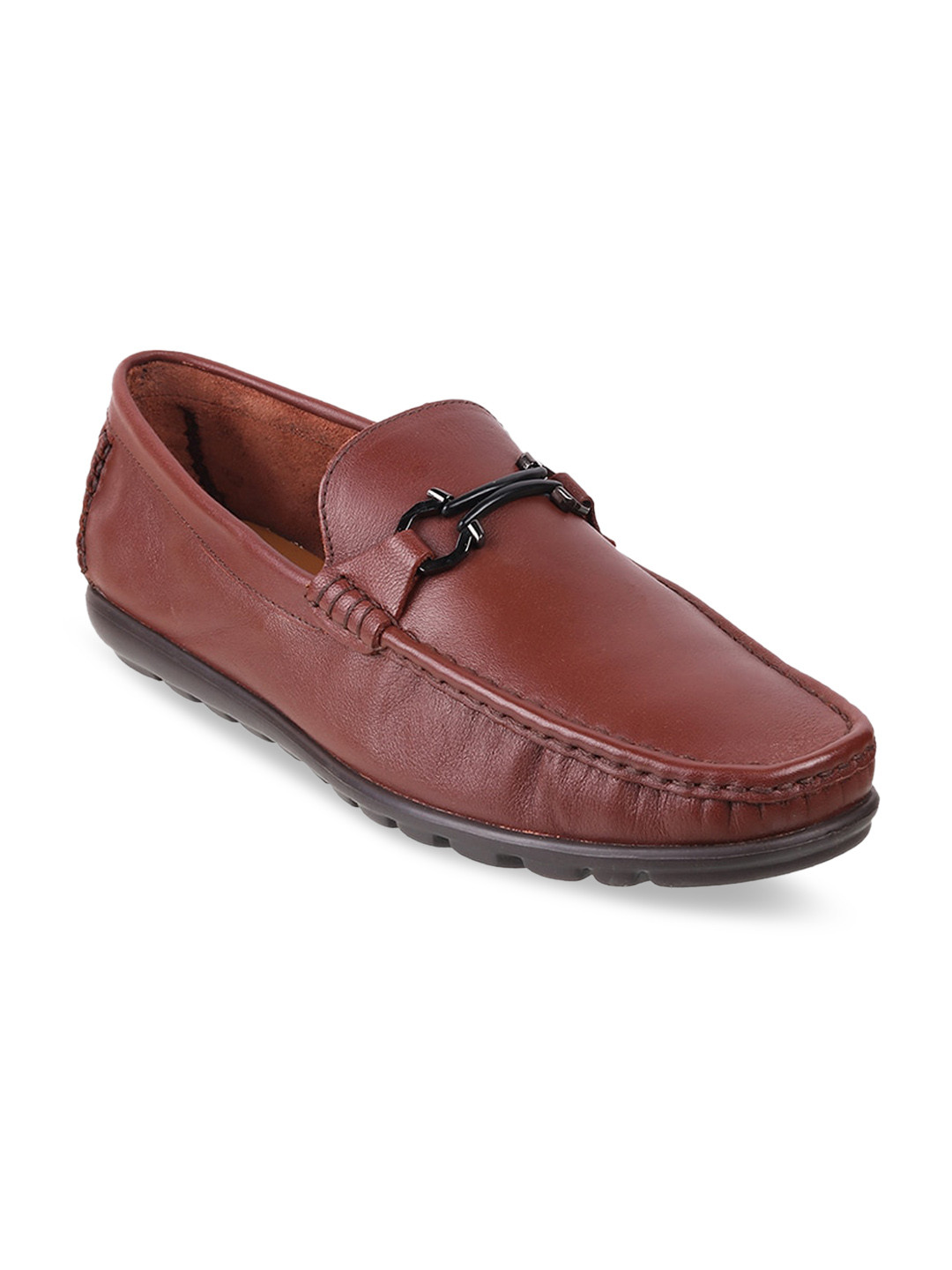 J FONTINI Men Tan Leather Loafers