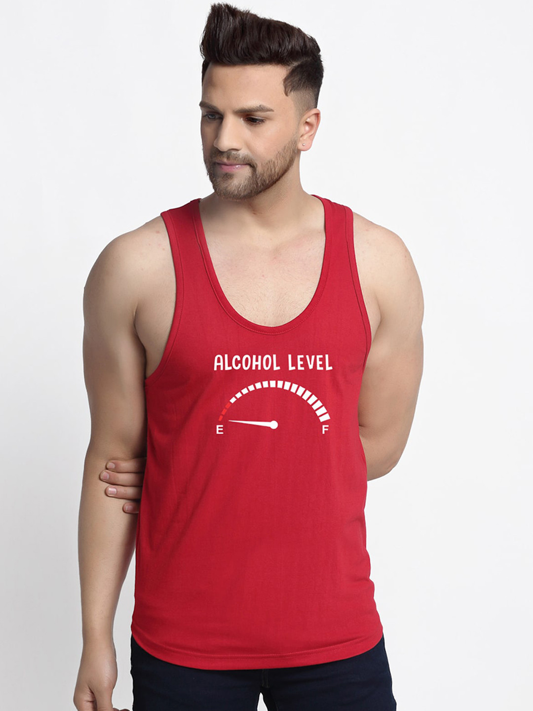 Friskers Men Maroon Printed Alcohol Level Innerwear Vests