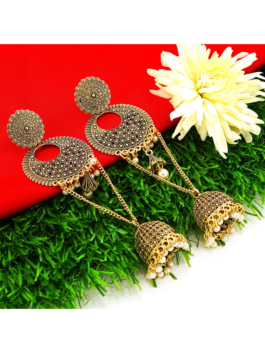 Fashion Frill Gold-Toned Contemporary Drop Earrings