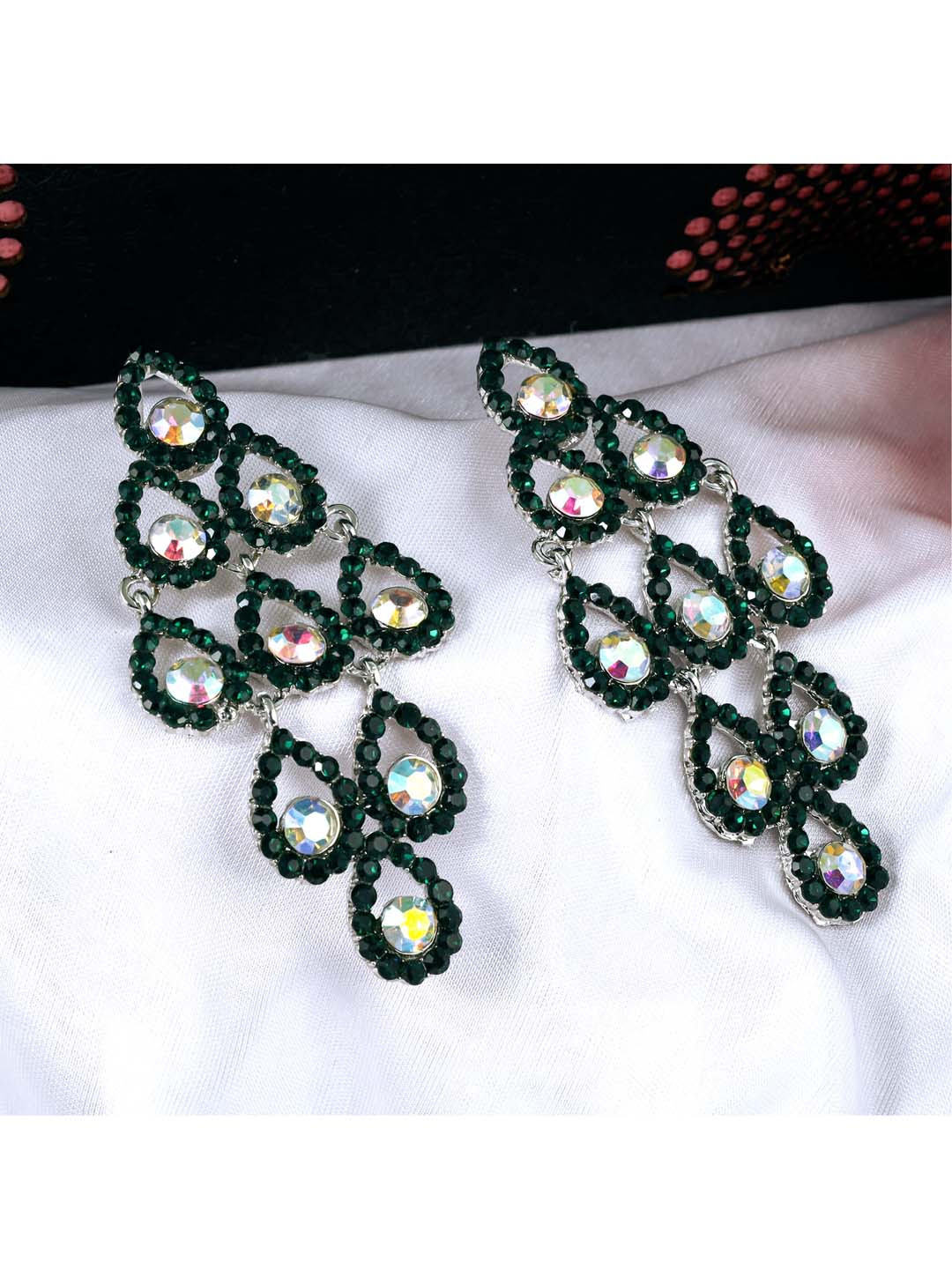 Fashion Frill Green Contemporary Drop Earrings