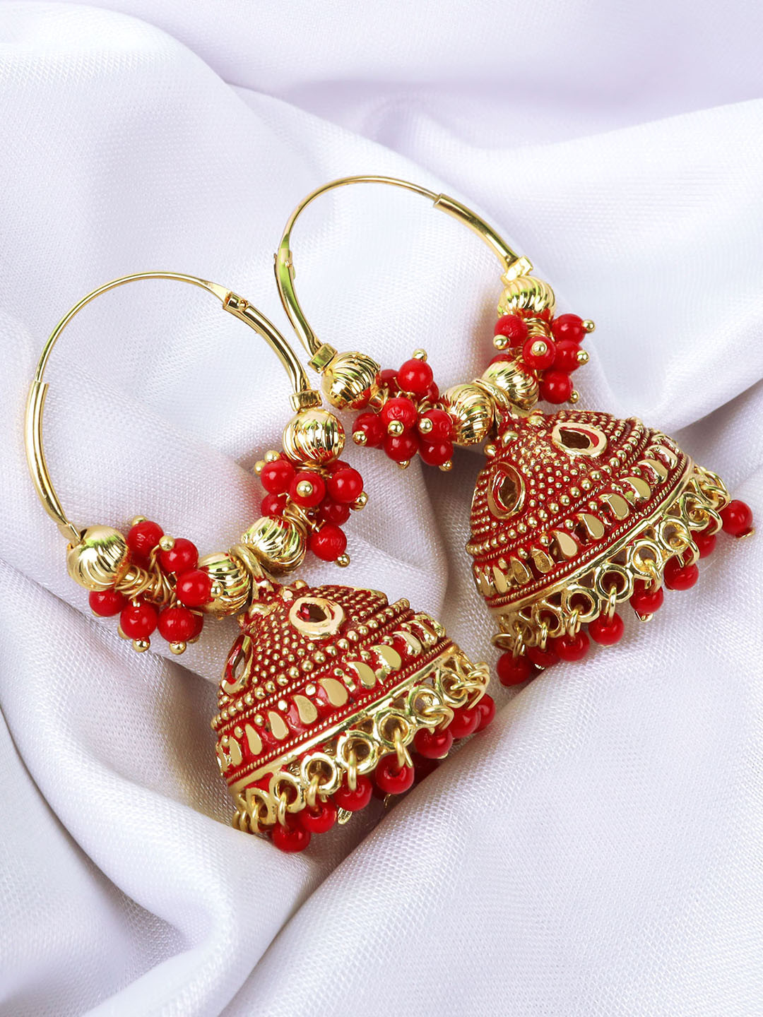 Fashion Frill Red Contemporary Drop Earrings