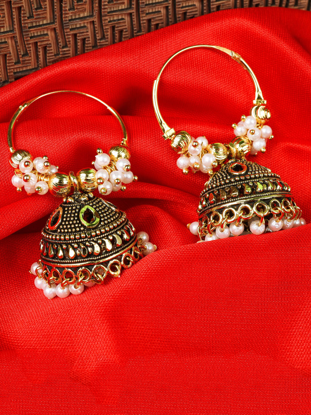 Fashion Frill White Contemporary Jhumkas Earrings