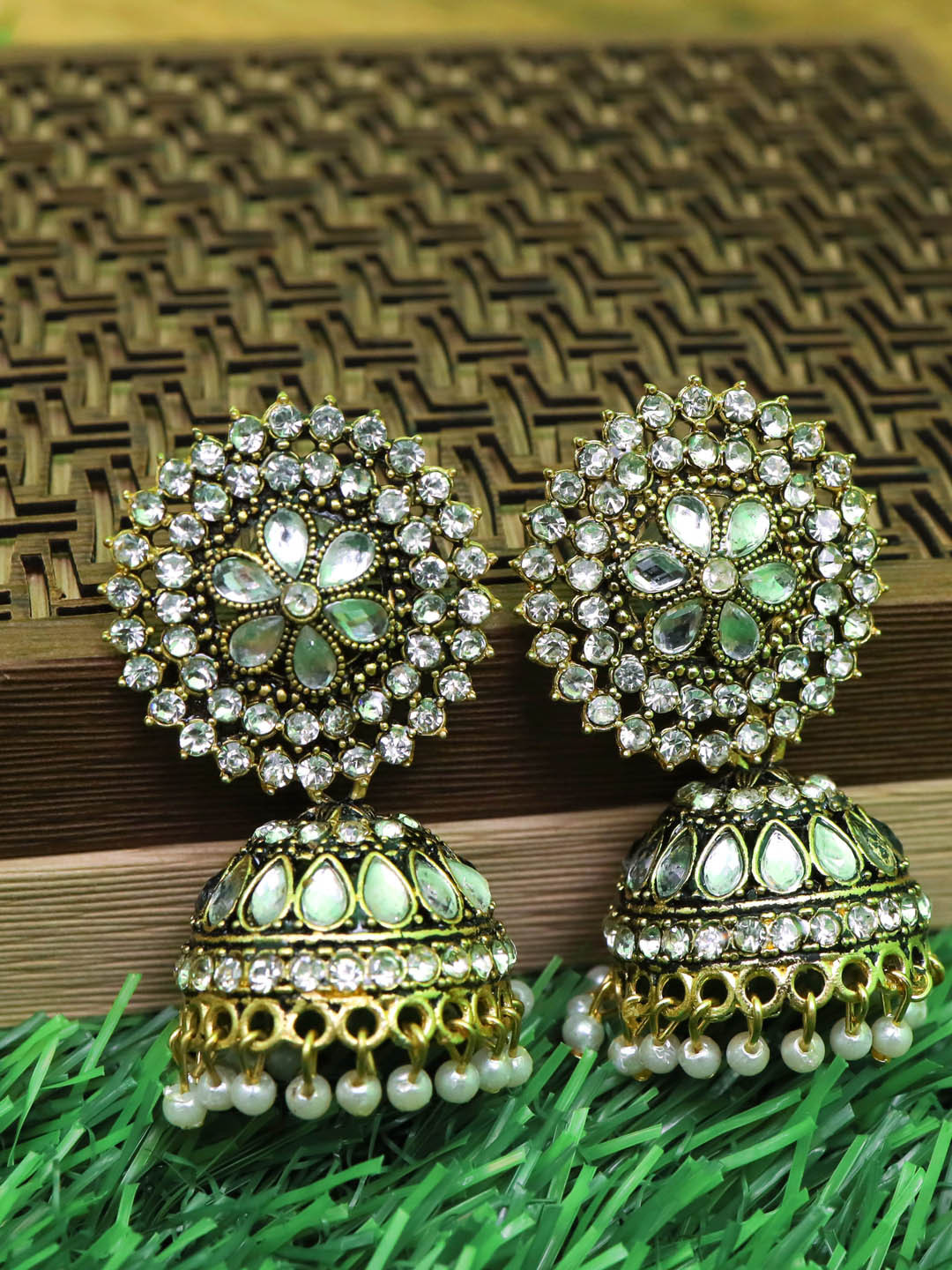 Fashion Frill White Contemporary Jhumkas Earrings