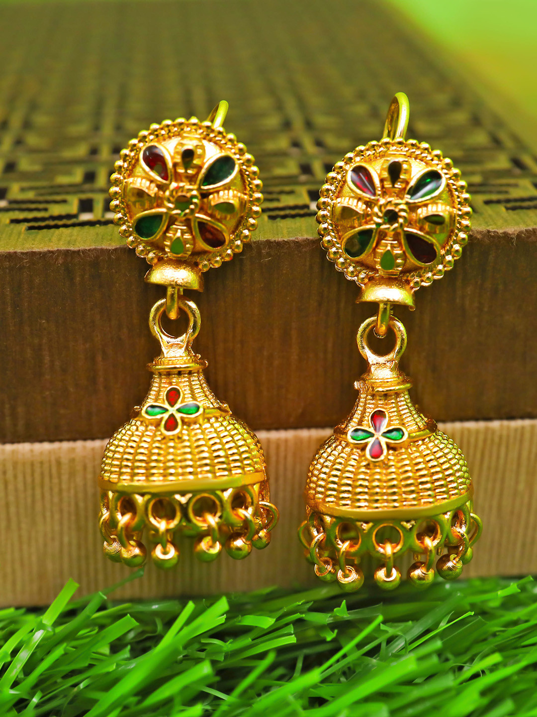 Fashion Frill Gold-Toned Contemporary Jhumkas Earrings
