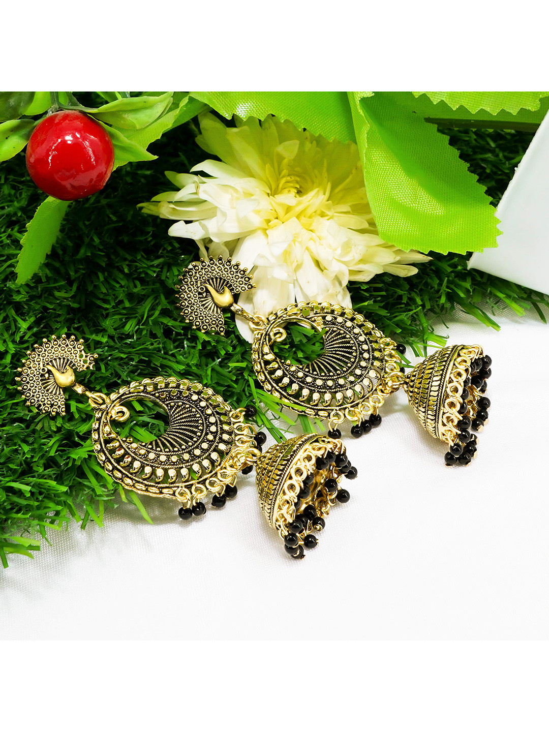 Fashion Frill Black Contemporary Drop Earrings