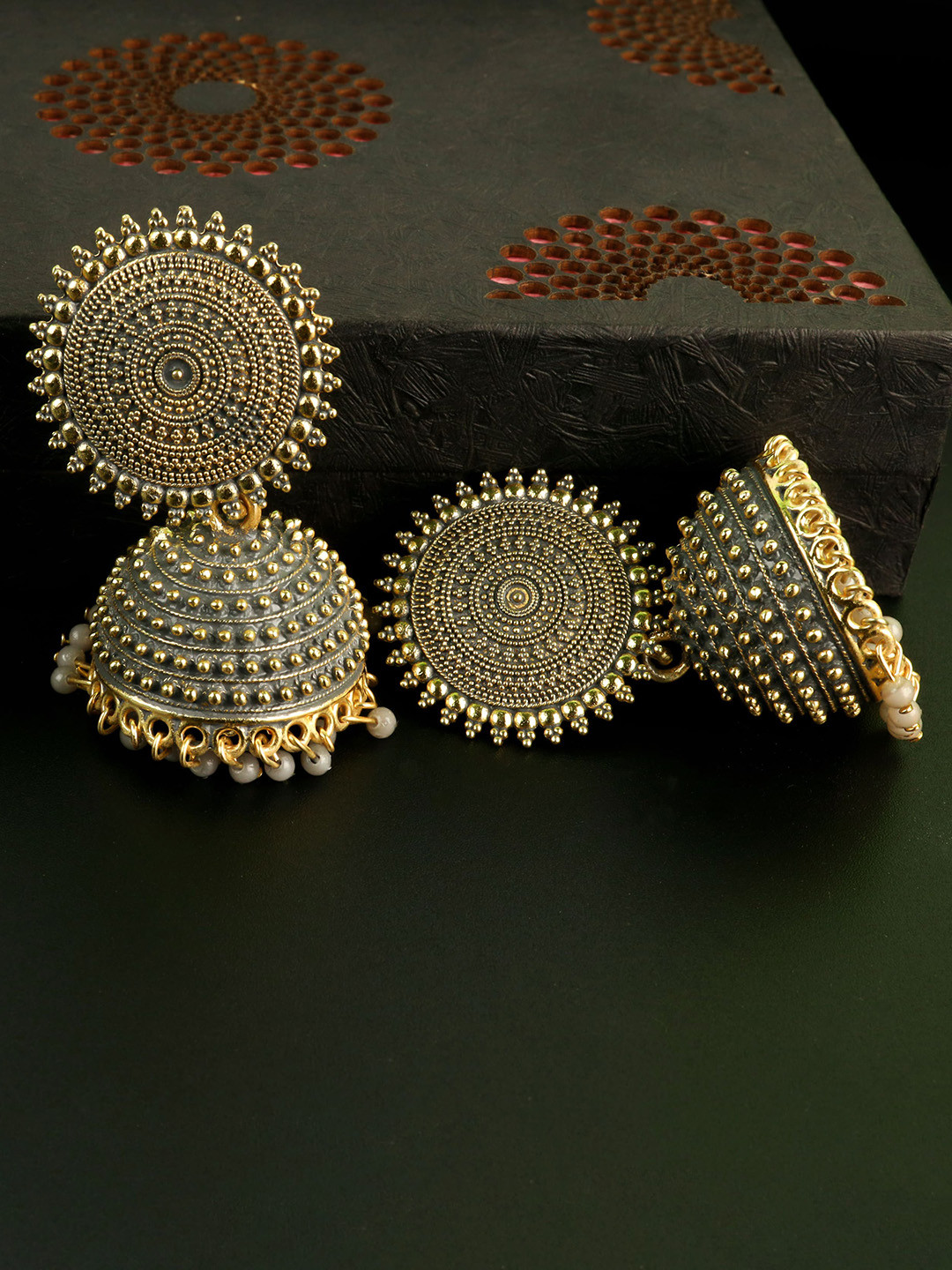 Fashion Frill Beige Contemporary Jhumkas Earrings