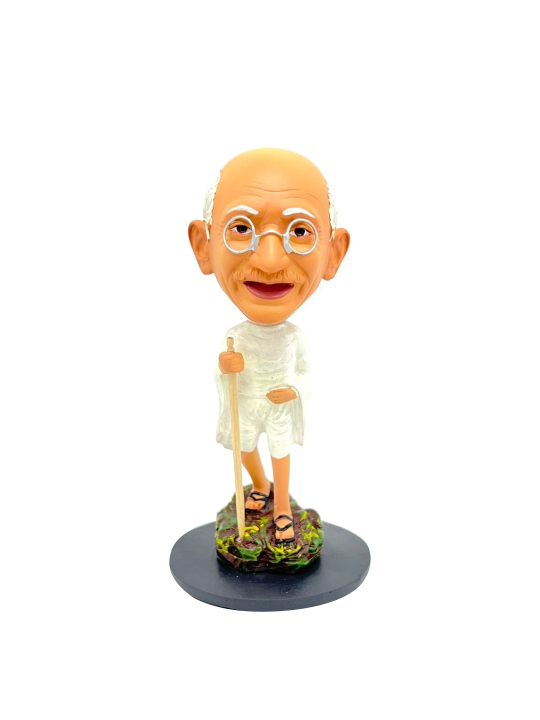 Awestuffs Mahatma Gandhi White Polyresin Matte Home Office Medium Showpiece - 5.5 Inches