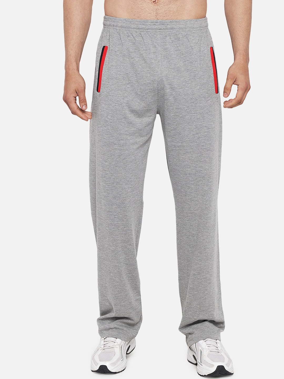 FFLIRTYGO Men Grey Solid Comfort-Fit Pure Cotton Track Pants