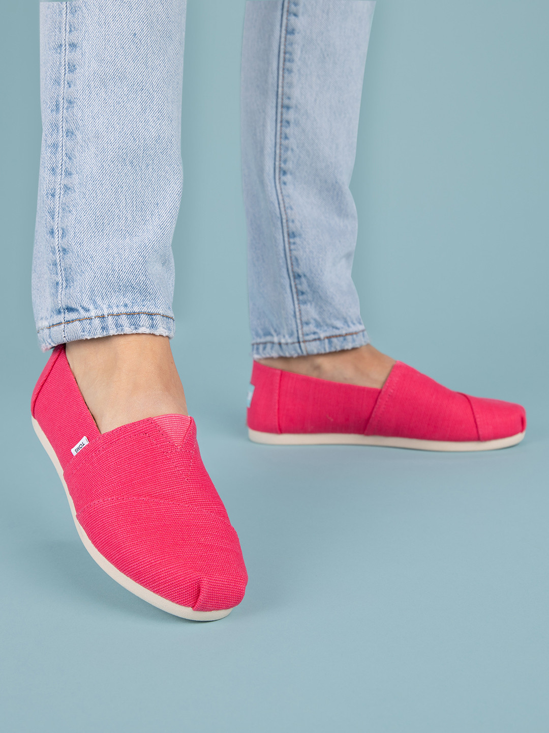 TOMS Women Pink Alpargata Canvas Slip-On Sneakers