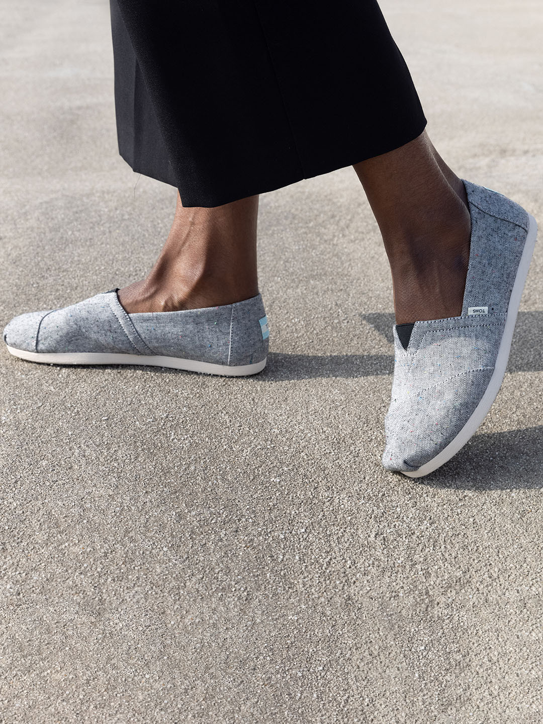 TOMS Women Black Alpargata Speckled Linen Slip-on Sneakers