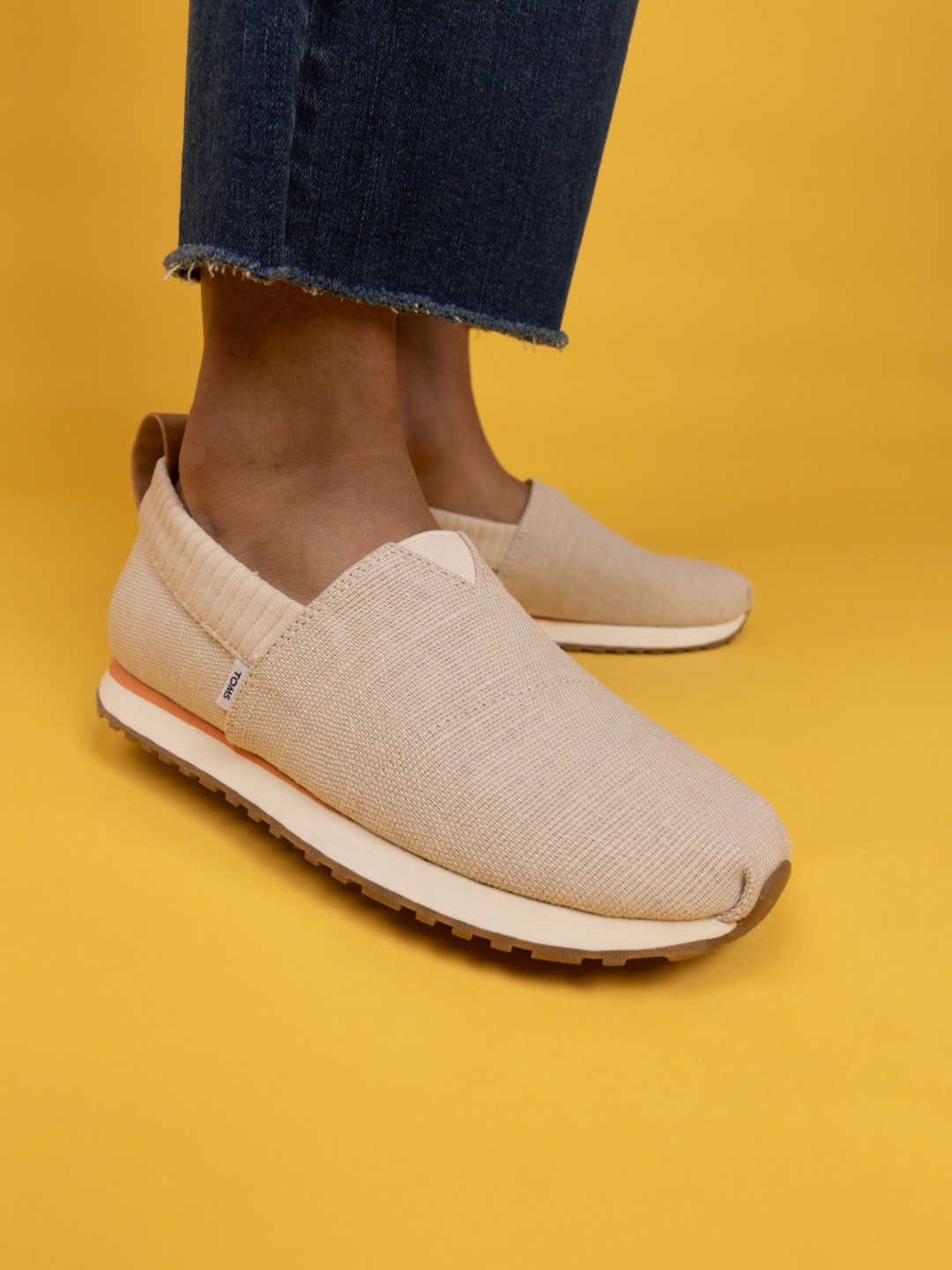 TOMS Women Beige Alpargata Canvas Slip-On Sneakers