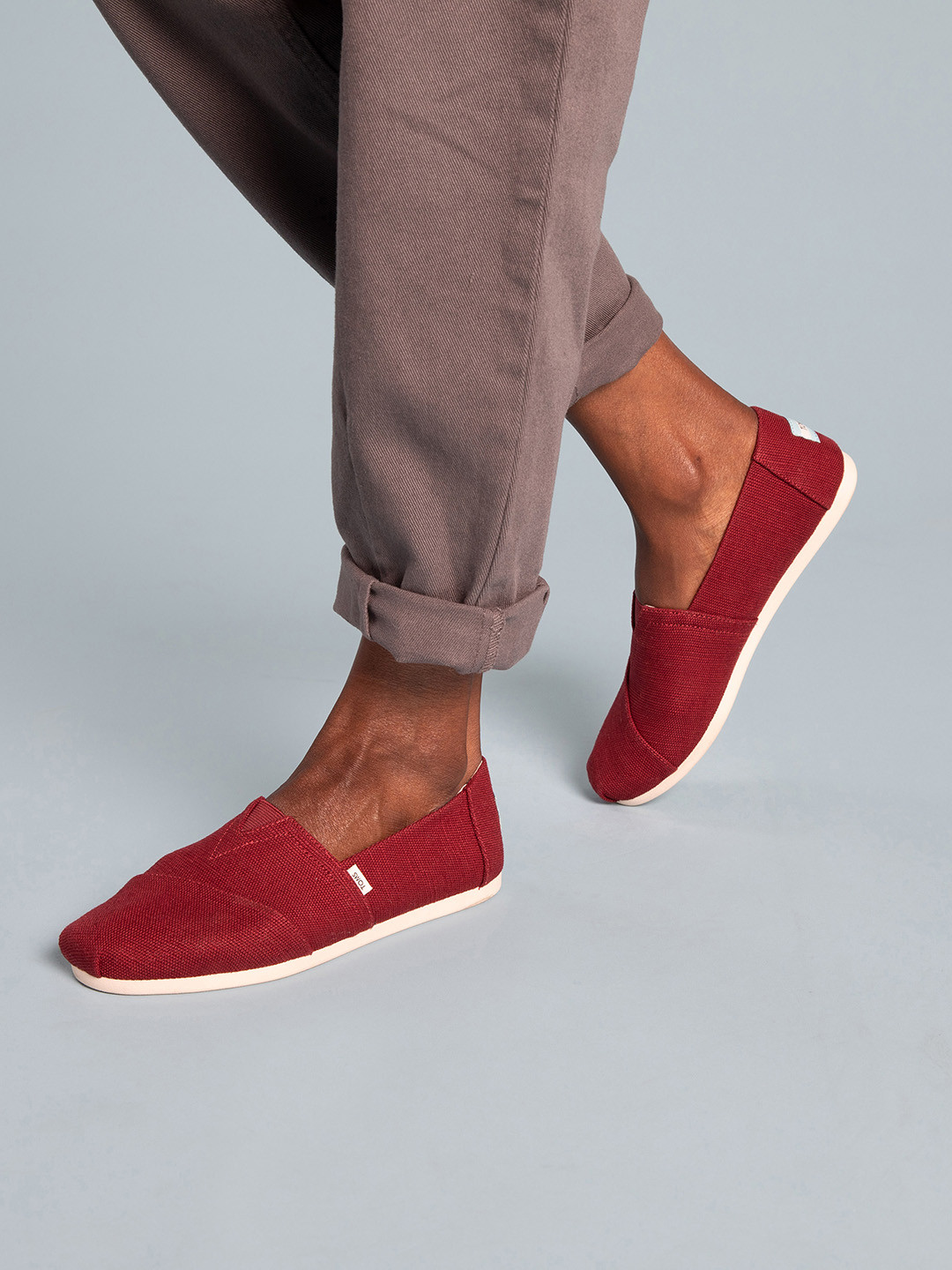 TOMS Women Red Solid Alpargata Canvas Slip-On Sneakers