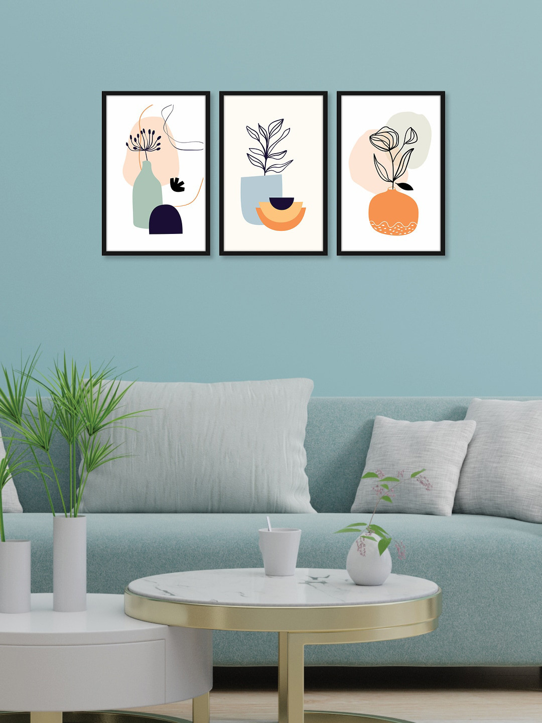 RANDOM Black & White Set of 3 Various Leaves Wall Art