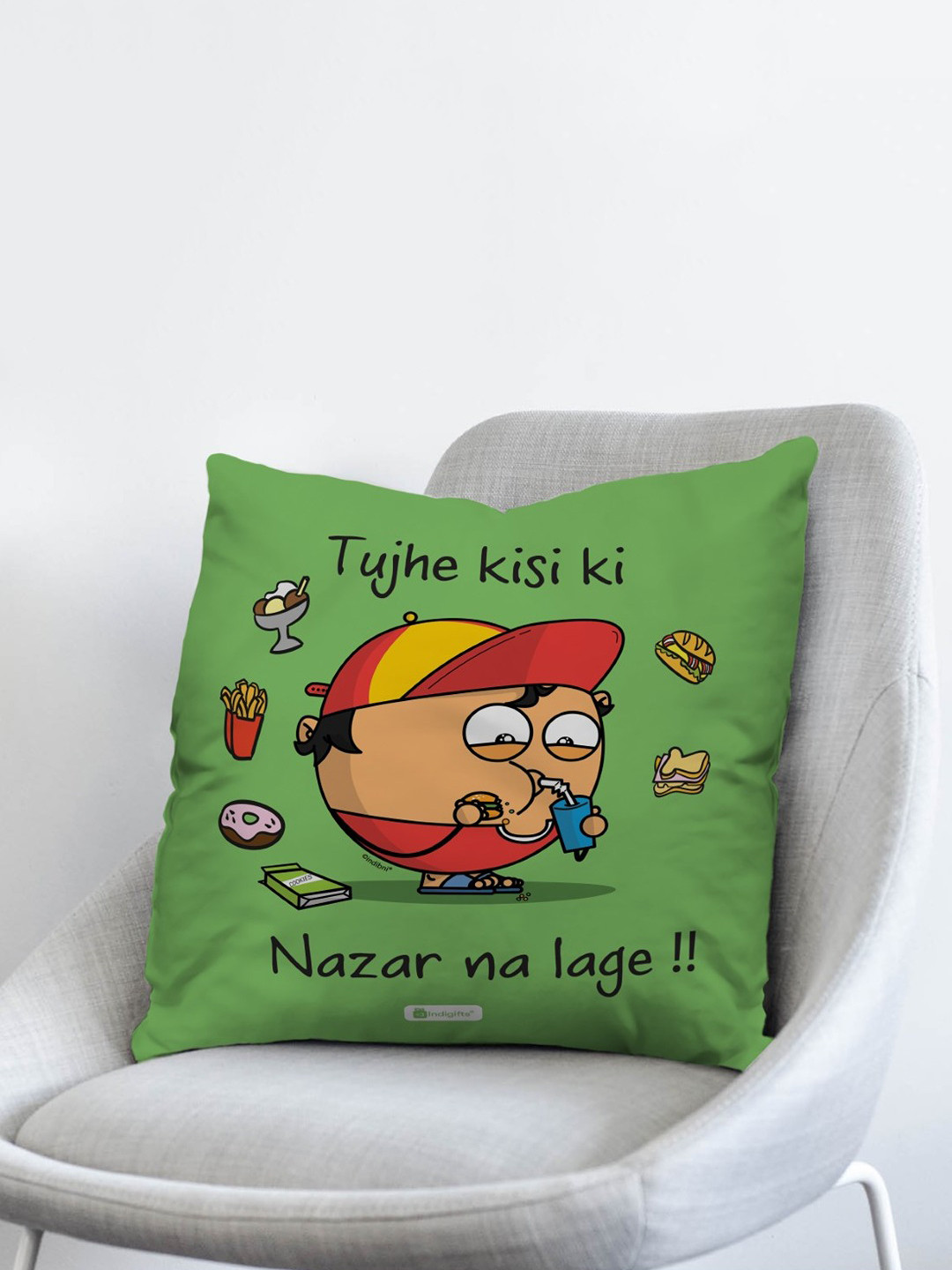 Indigifts Tujhe Kisi Ki Nazar Na Lage Printed Pre-Filled Cushion
