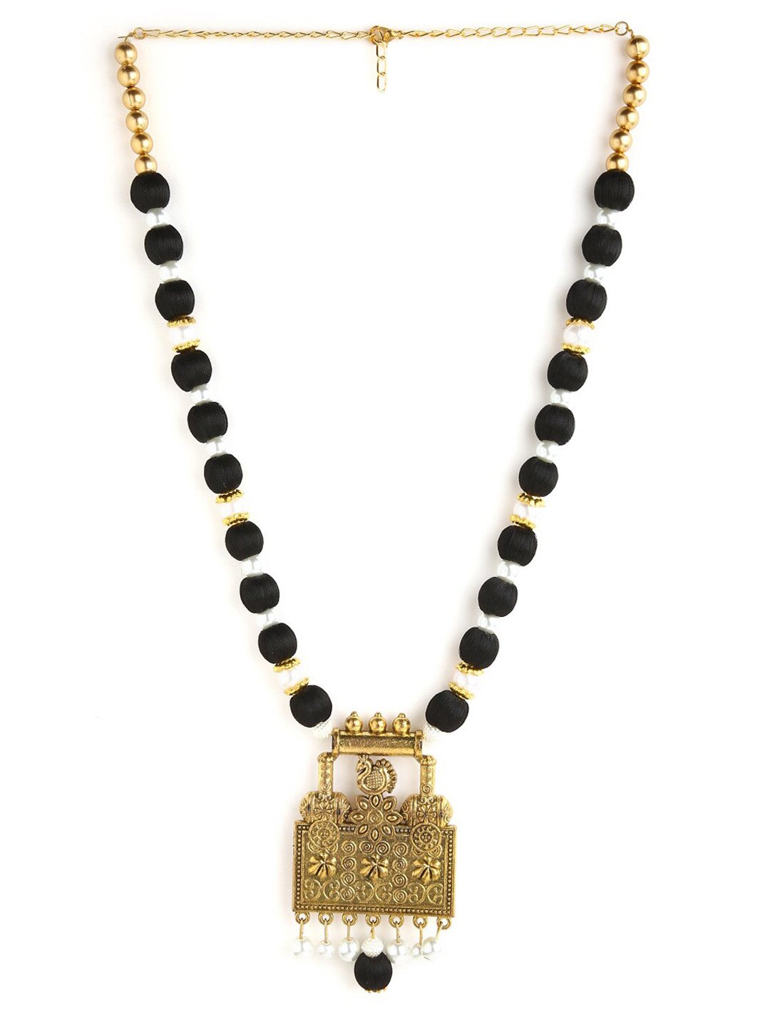AKSHARA Black & Gold-Toned German Silver Gold-Plated Handcrafted Necklace