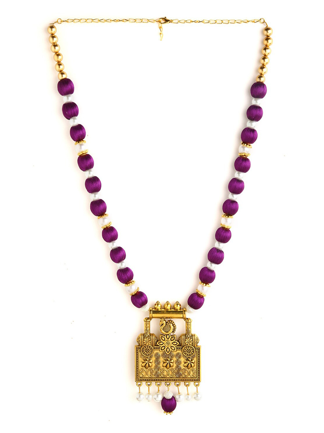 AKSHARA Gold-Toned & Purple German Silver Gold-Plated Handcrafted Necklace