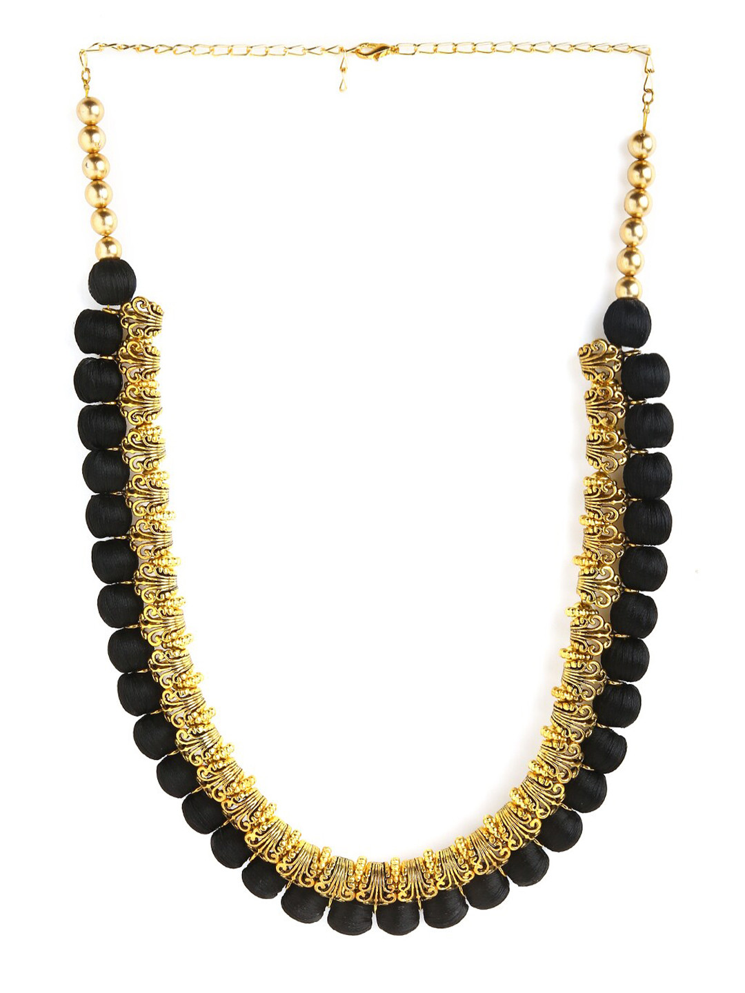 AKSHARA Gold-Toned & Black German Silver Gold-Plated Handcrafted Necklace