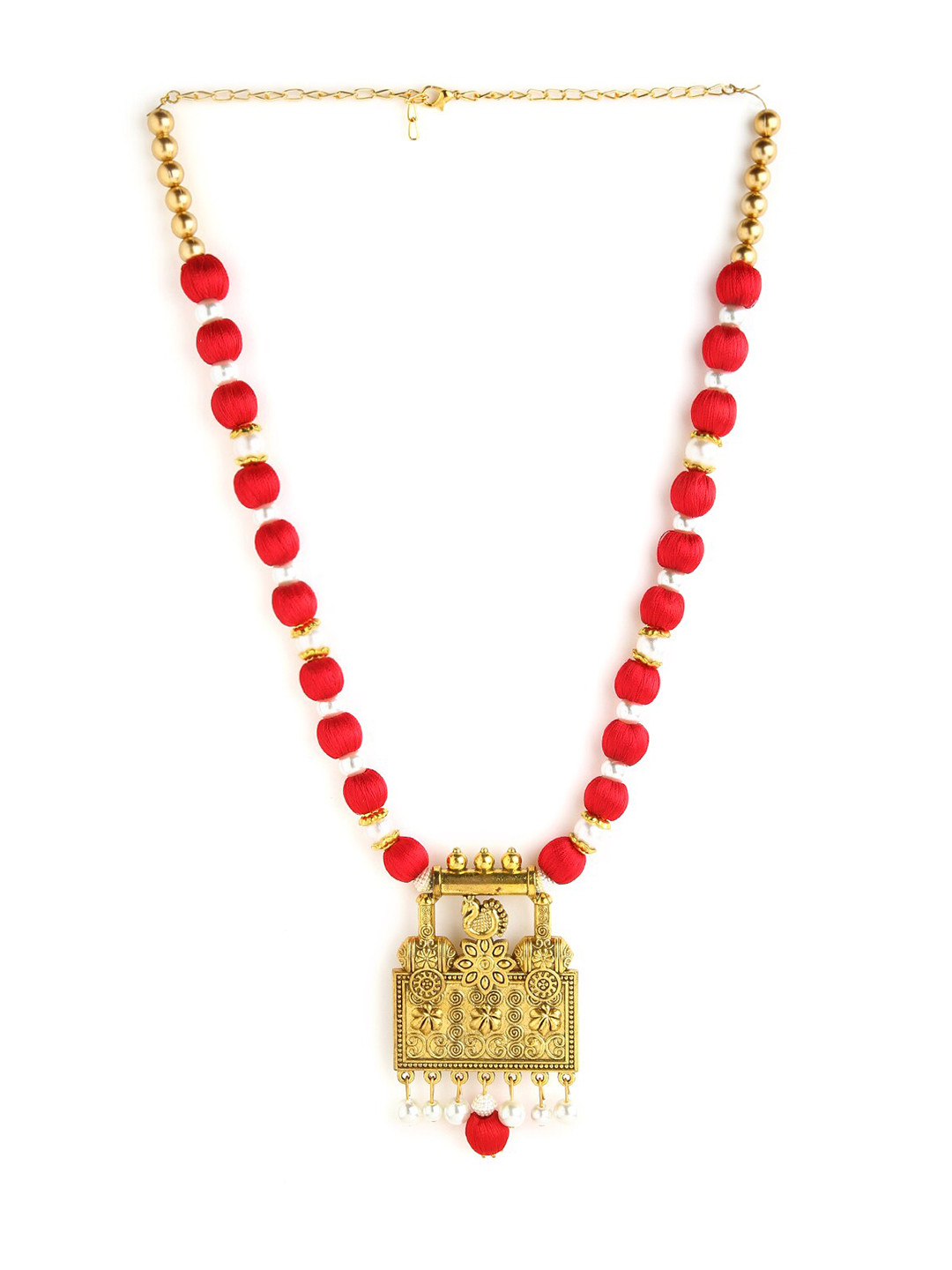 AKSHARA Gold-Toned & White German Silver Gold-Plated Handcrafted Necklace