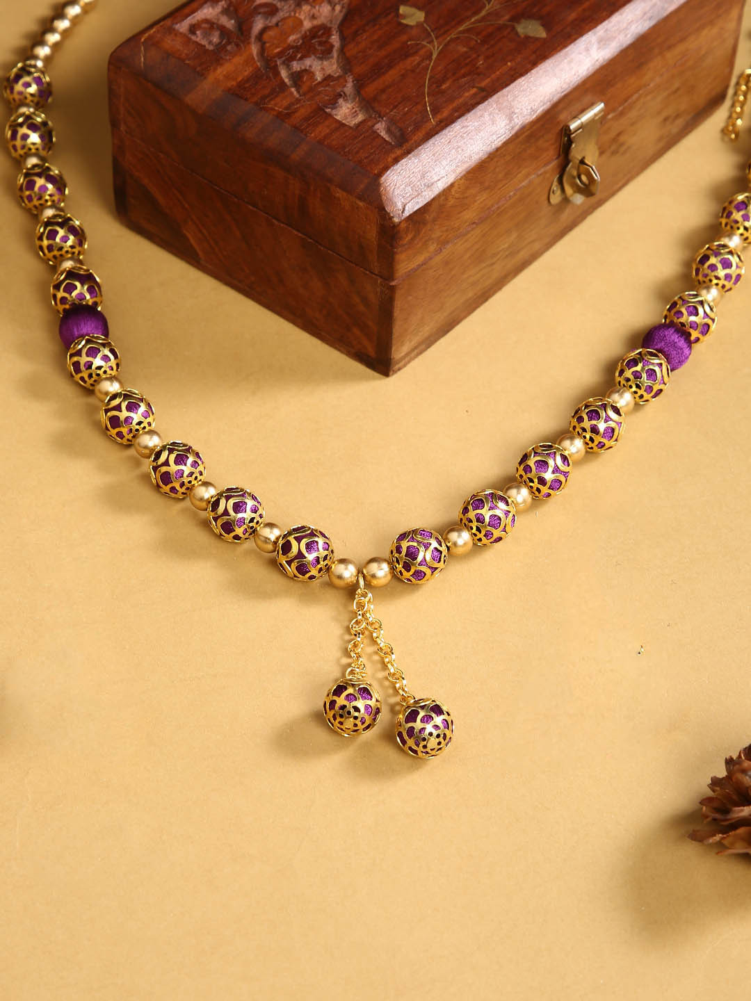 AKSHARA Gold-Toned & Purple German Silver Gold-Plated Handcrafted Necklace