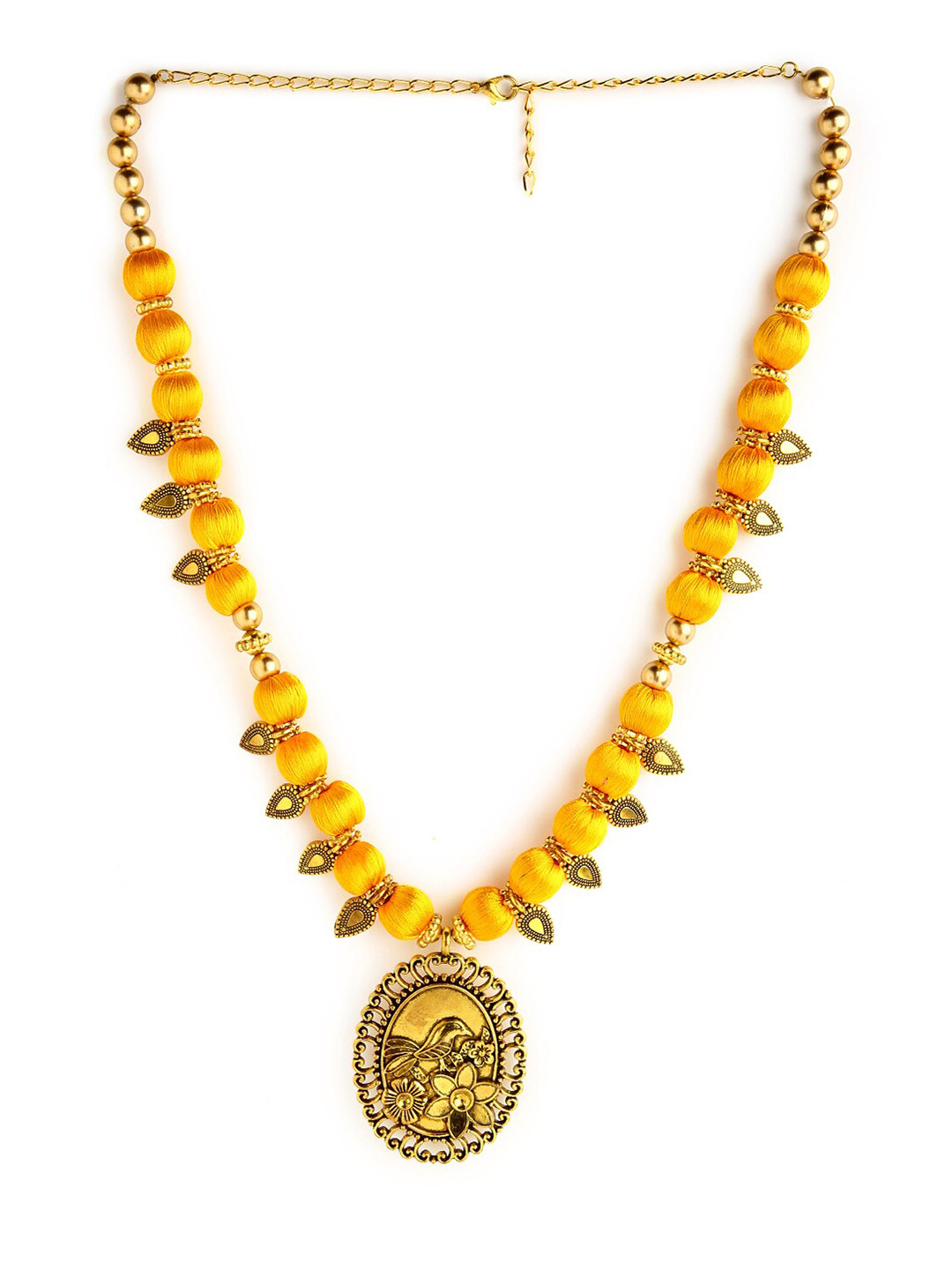 AKSHARA Gold-Toned & Yellow German Silver Gold-Plated Handcrafted Necklace