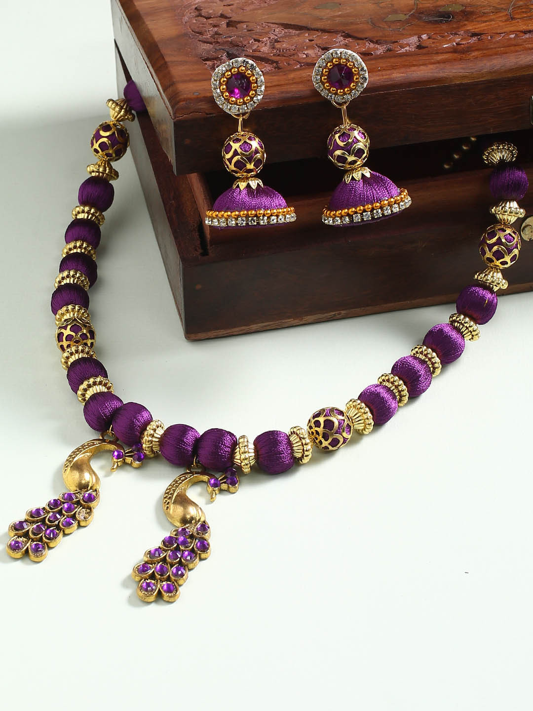 AKSHARA Purple German Silver Jewelry Set