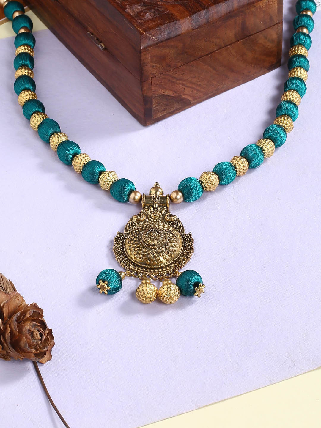 AKSHARA Green German Silver Necklace