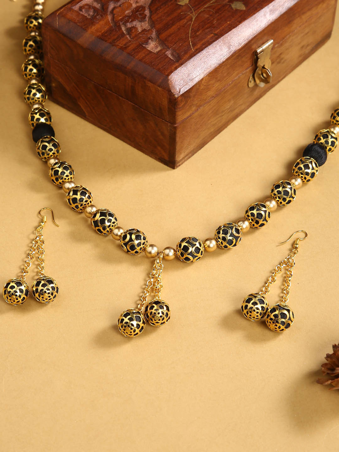 AKSHARA Gold Toned German Silver Oxidised Jewellery Set