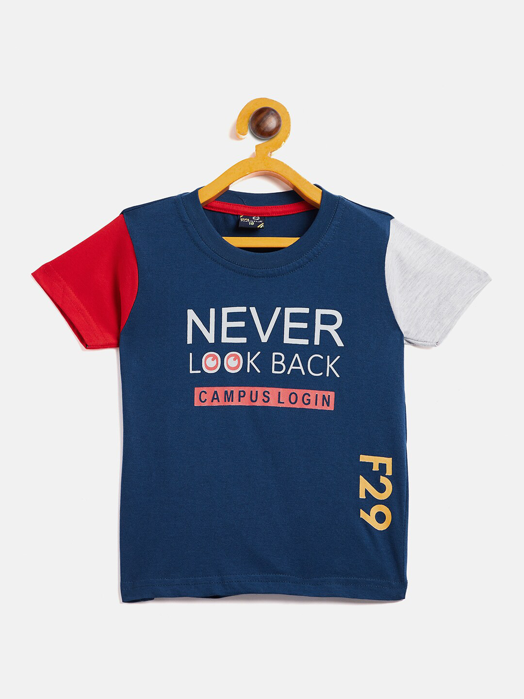 Camey Boys Blue Printed Applique Slim Fit T-shirt