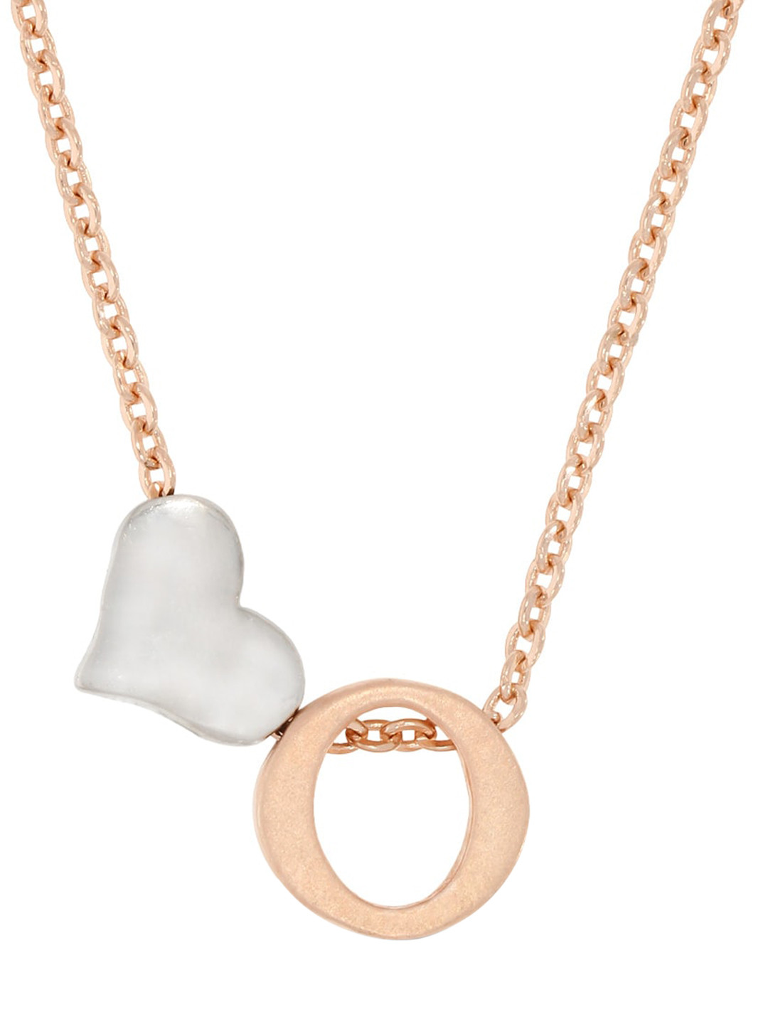ANAYRA Rose-Gold Plated White Heart Pendant with Link Chain