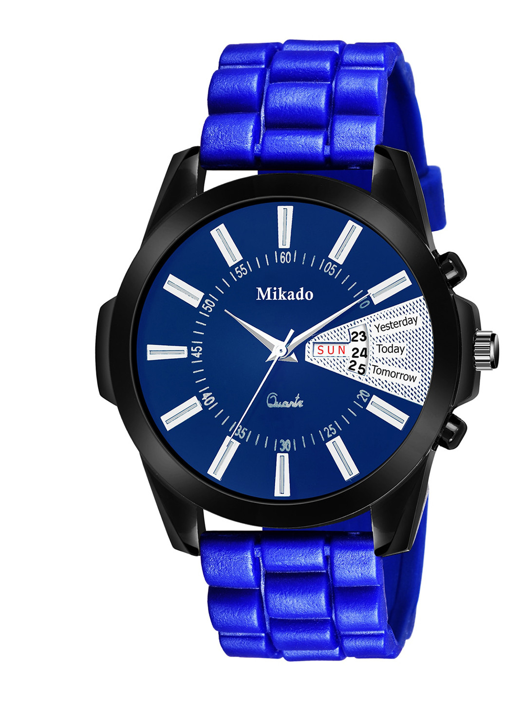 Mikado Men Blue Brass Printed Dial & Blue Straps Analogue Watch Blue Day