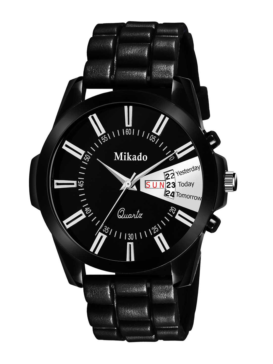 Mikado Men Black Brass Dial & Black Straps Analogue Watch Black Day