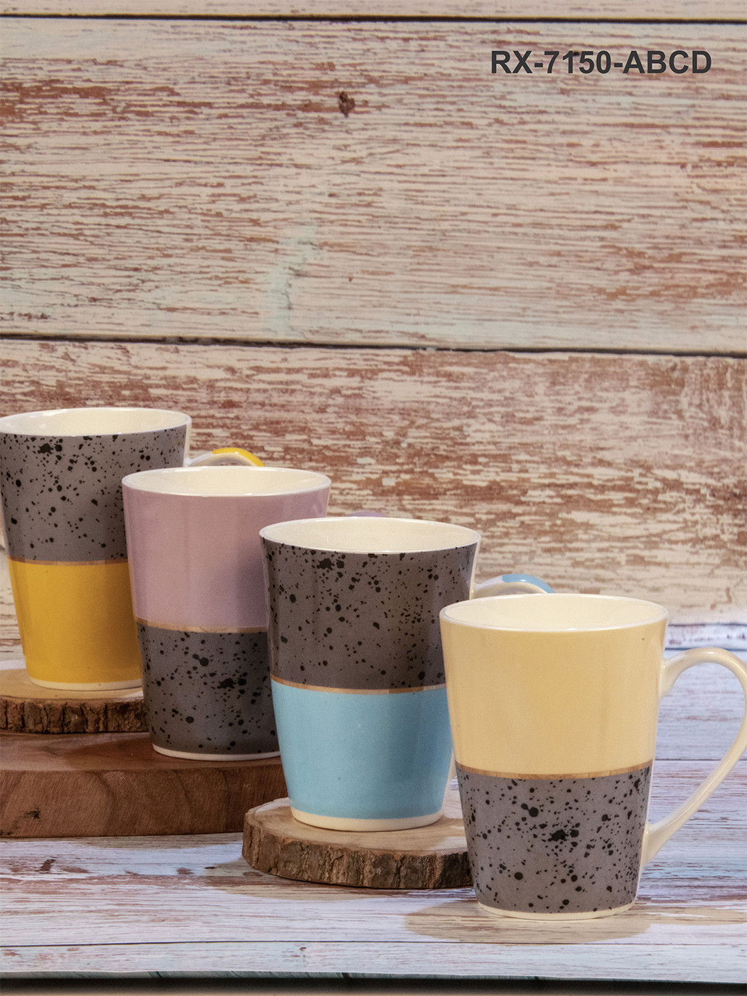 Roxx Pink & Blue Floral Printed Porcelain Glossy Mugs Set of Cups and Mugs