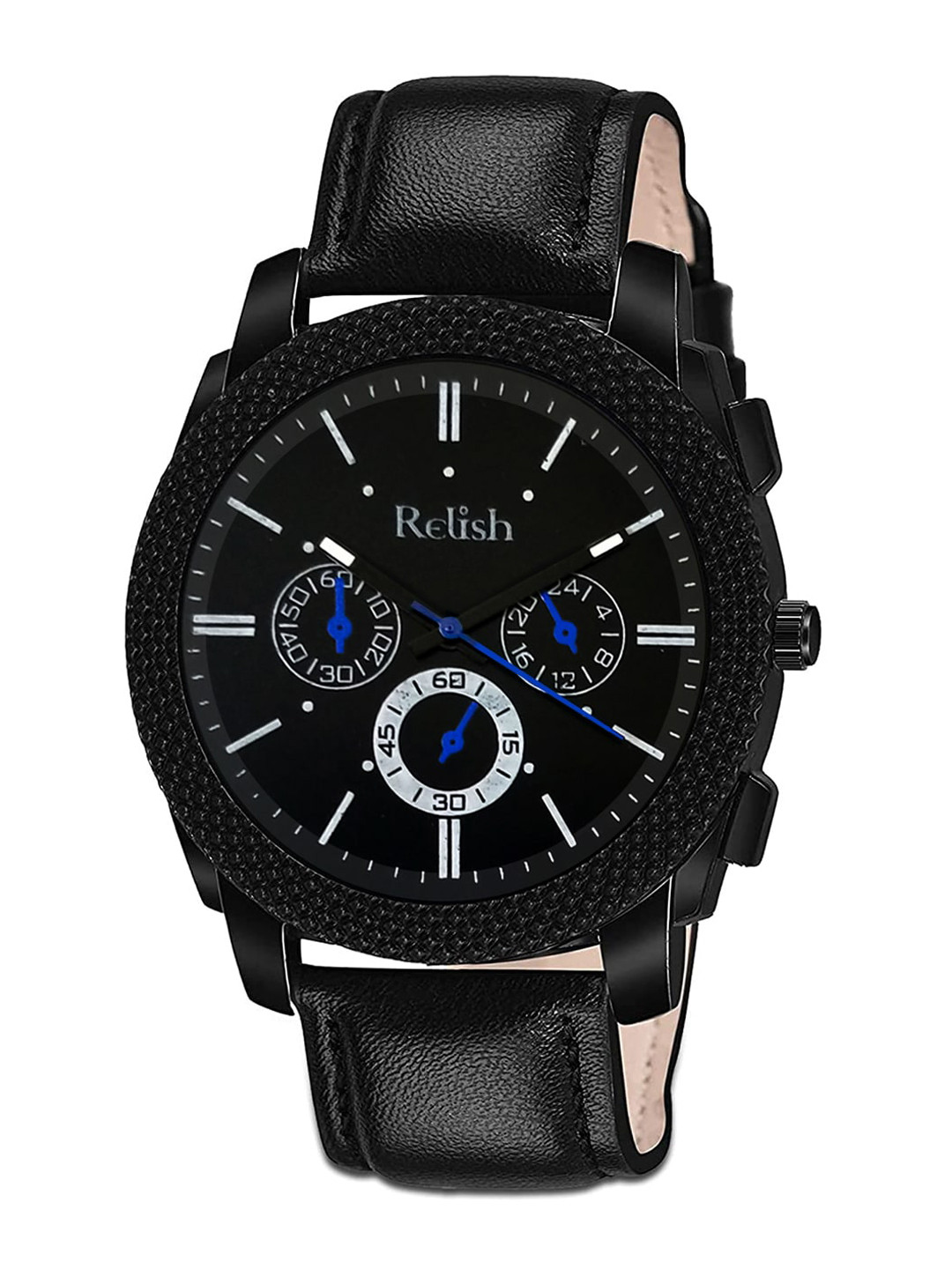 Relish Men Black Dial & Black Wrap Around Straps Analogue Watch RE-BB1112