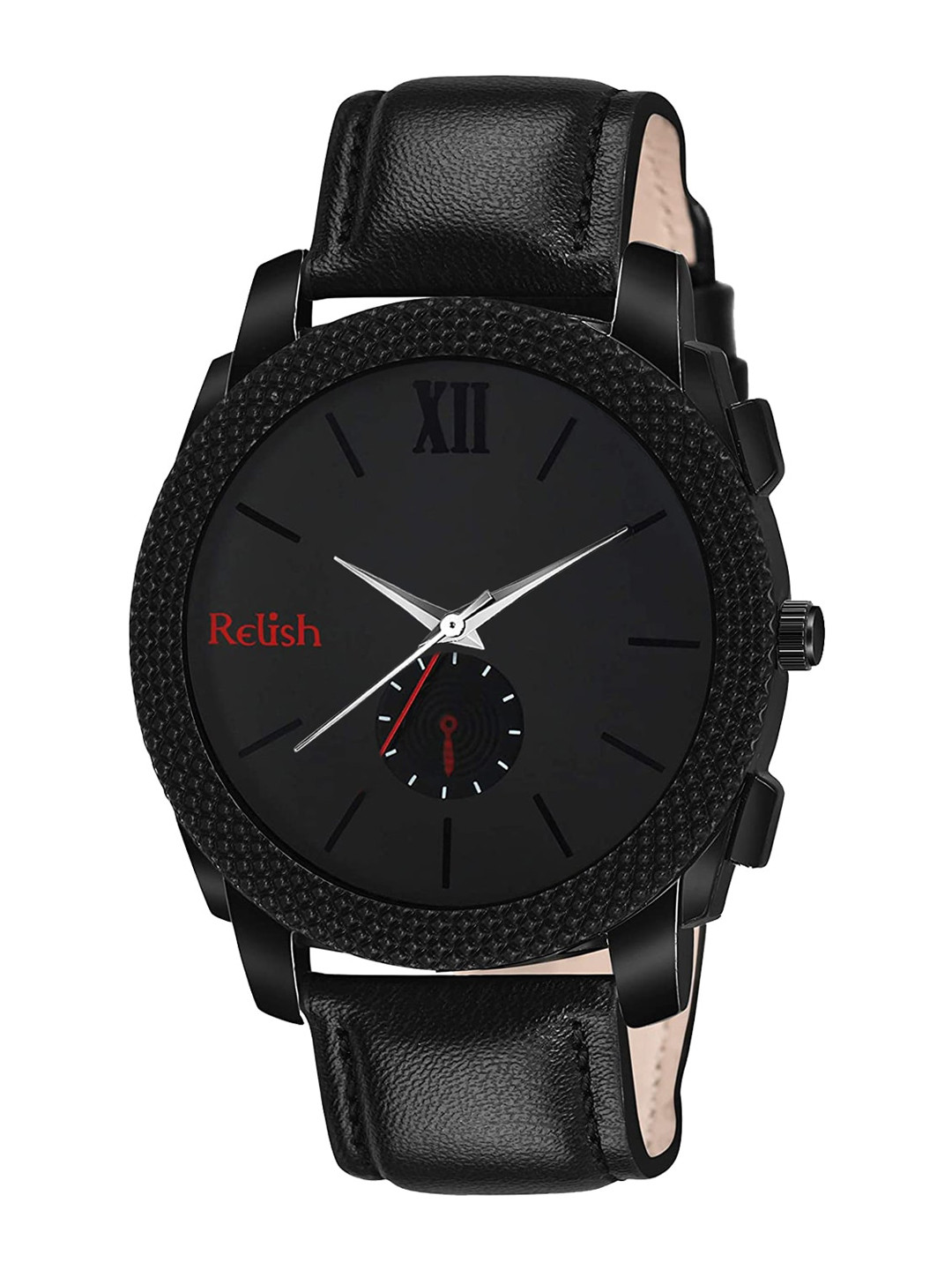 Relish Men Black Dial & Black Straps Analogue Watch RE-BB1111