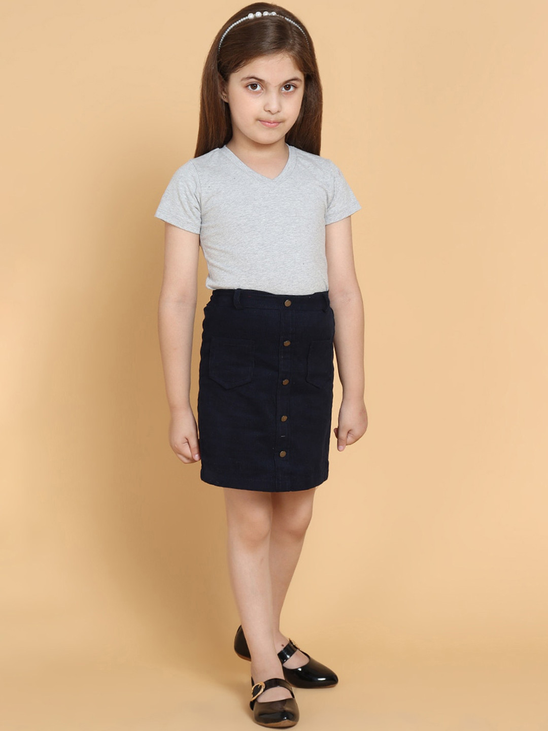 PICCOLO Girls Blue & Grey T-shirt with Skirt